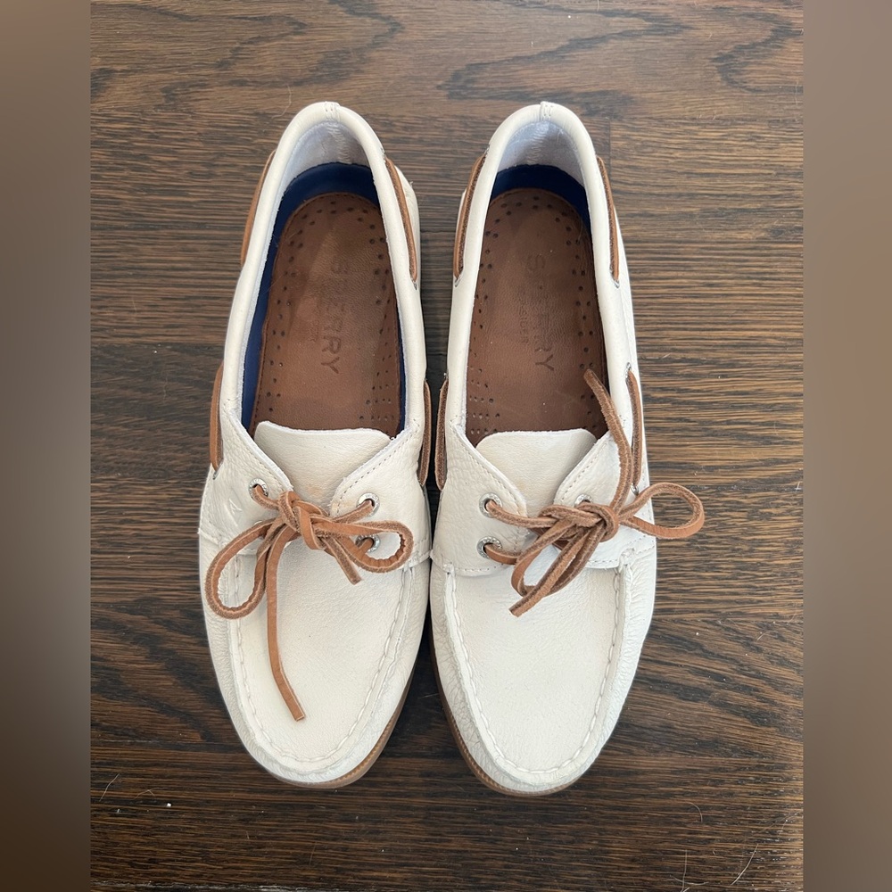 Sperry White and Blue Boat Shoes